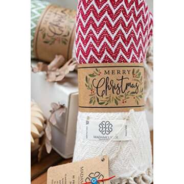 Madamelique Christmas Hand Towels Set of 2-18 x 40 Inches - Decorative Bathroom Peshtemal Towel for Hand, Face, Hair, Yoga, Tea, Dishcloth, Kitchen and Bath - 100% Pure Cotton (Christmas)