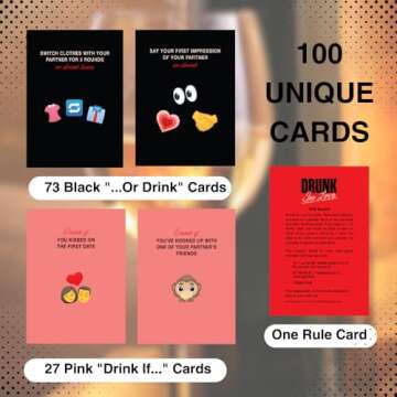 Drunk in Love Original Couples Drinking Card Game Super Fun Date Night Games & Relationship Couples Games for Adults 100 Dare Cards for Your Partner Romantic Anniversary Party & Valentines Gifts