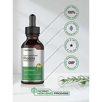 Horbäach Rhodiola Rosea Supplement Tincture | 2 fl oz | Alcohol Free Extract | Super Concentrated Root Liquid | Vegetarian, Non-GMO, Gluten Free