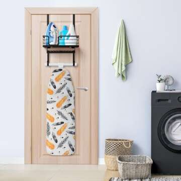 TJ.MOREE Over The Door/Wall Mount Ironing Board Hanger, Laundry Room Iron and Ironing Board Caddy St...