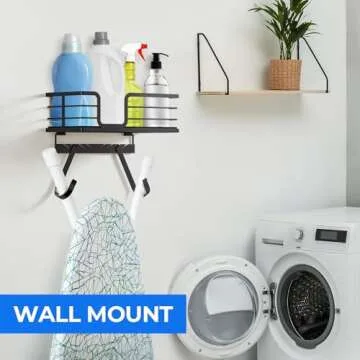 TJ.MOREE Over The Door/Wall Mount Ironing Board Hanger, Laundry Room Iron and Ironing Board Caddy Storage for Water Mister, Fabric Sprays, Laundry Detergent