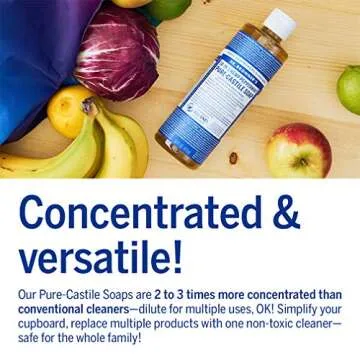 Dr. Bronner's - Pure-Castile Liquid Soap (Peppermint, 16 ounce, 2-Pack) - Made with Organic Oils, 18-in-1 Uses: Face, Body, Hair, Laundry, Pets and Dishes, Concentrated, Vegan, Non-GMO