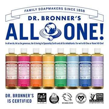 Dr. Bronner's - Pure-Castile Liquid Soap (Peppermint, 16 ounce, 2-Pack) - Made with Organic Oils, 18-in-1 Uses: Face, Body, Hair, Laundry, Pets and Dishes, Concentrated, Vegan, Non-GMO