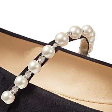 XYD Women Fashion Bead Strap Ballet Flats for Comfort