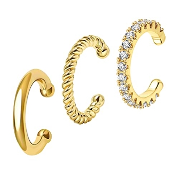 Elegant Gold-Plated Cubic Zirconia Ear Cuffs for Women