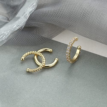 Elegant Gold-Plated Cubic Zirconia Ear Cuffs for Women