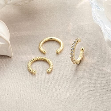 Elegant Gold-Plated Cubic Zirconia Ear Cuffs for Women
