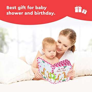 VNOM Baby Photo Album Soft Cloth Photo Book for First Year Memories, Unique Baby Shower Gift