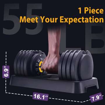 FLYBIRD 55lb Adjustable Dumbbell, Black, Metal, Knurled Grip, Suitable for Men and Women to Increase Muscle, Arm Workout