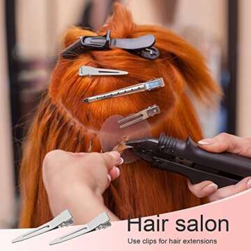 SBYURE 100 Pack 1.77 Inch Single Prong Pin Curl Duckbill Clips,Silver Setting Section Hair Clips Metal Alligator Clips for Hair Extensions