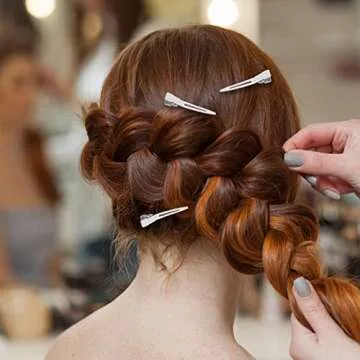 SBYURE 100 Pack 1.77 Inch Single Prong Pin Curl Duckbill Clips,Silver Setting Section Hair Clips Metal Alligator Clips for Hair Extensions