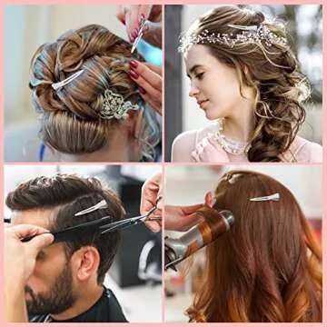 SBYURE 100 Pack 1.77 Inch Single Prong Pin Curl Duckbill Clips,Silver Setting Section Hair Clips Metal Alligator Clips for Hair Extensions