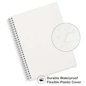 RETTACY Blank Journal Notebook, 2-Pack, B5 Blank Spiral Notebook with 160 Pages per Pack, Medium 7.6'' × 10'', 68 LB/100 GSM Thick Paper, Flexible Plastic Cover, for Sketching, Drawing