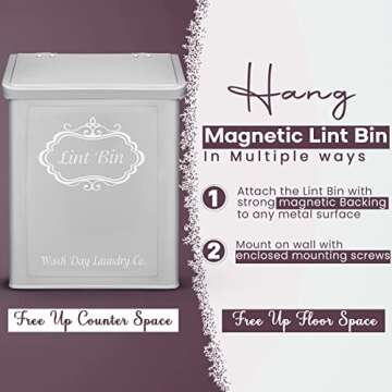 Magnetic Lint Bin for Laundry Room with Lid