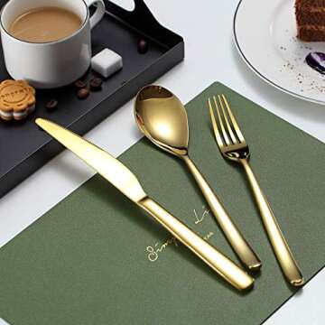 Gold Silverware Set 20 Pieces, Stainless Steel Gold Flatware Set, Titanium Plating Golden Cutlery Set, Gold Utensil Sets Service Set for 4 (Shiny Golden)