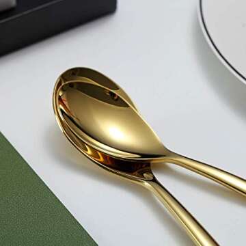 Gold Silverware Set 20 Pieces, Stainless Steel Gold Flatware Set, Titanium Plating Golden Cutlery Set, Gold Utensil Sets Service Set for 4 (Shiny Golden)