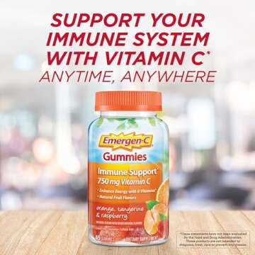 Emergen-C 750mg Vitamin C Gummies for Adults, Immunity Gummies with B Vitamins, Gluten Free, Orange,...