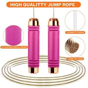 2 Pack Jump Rope for Kids, Adjustable Skipping Rope for Fitness, Foam Handle Jumping ropes for Men Women and Kids (Pink/Grey)