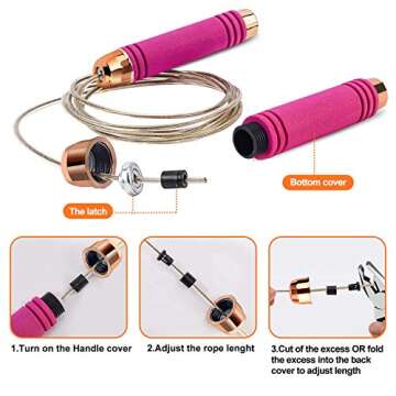2 Pack Jump Rope for Kids, Adjustable Skipping Rope for Fitness, Foam Handle Jumping ropes for Men Women and Kids (Pink/Grey)