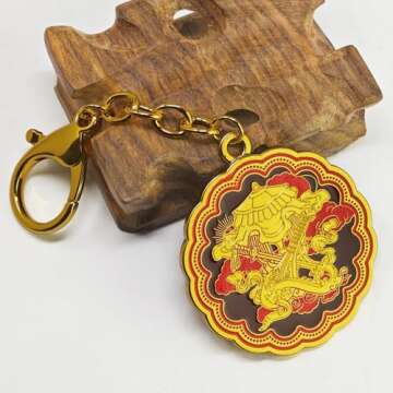 Feng Shui Four Weapon Protection Luck Success Keychain Amulet Key Chain