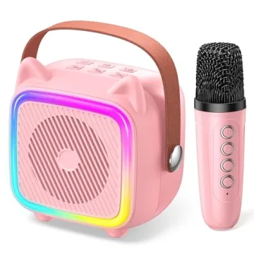 SXH Mini Karaoke Machine for Kids - Bluetooth Microphone & LED Lights: Perfect Gift!