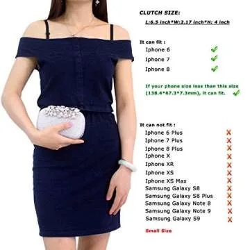 Dexmay Luxury Flower Women Clutch Purse Rhinestone Crystal Evening Bag for Wedding Party Silver