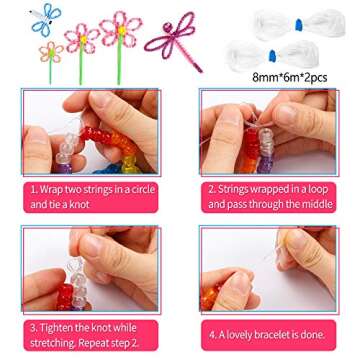 INSCRAFT 1200PCS Pony Beads 24 Colors Bracelet Making Kit, Rainbow Kandi Beads Friendship Bracelet Kit, Letter Beads Heart Beads with Elastic Strings for Jewelry Making, Craft Gifts for Girls Adults