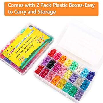 INSCRAFT 1200PCS Pony Beads 24 Colors Bracelet Making Kit, Rainbow Kandi Beads Friendship Bracelet Kit, Letter Beads Heart Beads with Elastic Strings for Jewelry Making, Craft Gifts for Girls Adults