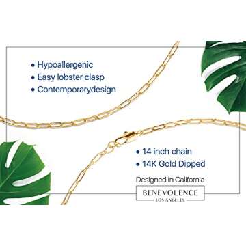 Paperclip Chain Necklace for Women, Gold Chain Necklace Women, 14k Gold Dipped Chain Link Necklace for Women, Paper Clip Necklace