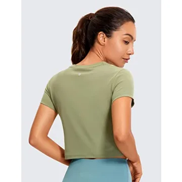 CRZ YOGA Butterluxe High Neck Crop Top Soft Stretch Gym Shirt