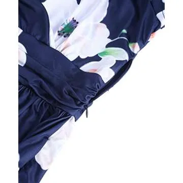 OUGES V-Neck Floral Pocket Maxi Dress for Women