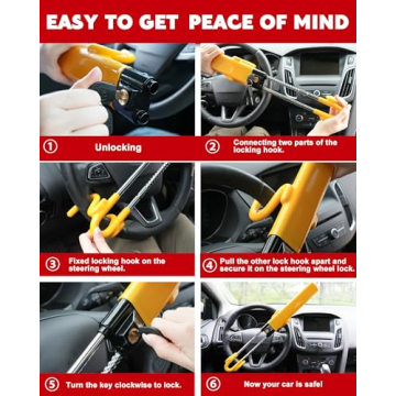 Tevlaphee Steering Wheel Lock - Heavy Duty Security