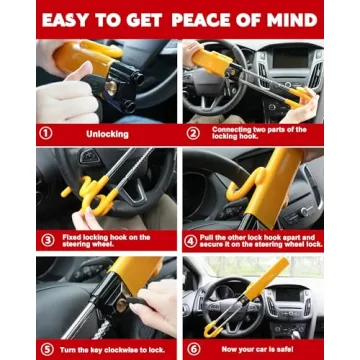 Tevlaphee Steering Wheel Lock - Heavy Duty Security