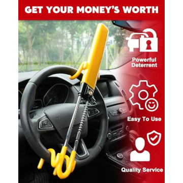 Tevlaphee Steering Wheel Lock - Heavy Duty Security