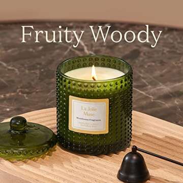 LA JOLIE MUSE Scented Candles, Holiday Candles for Home Scented, Woodiness Fragrance, Natural Soy Wax Candles, 75 Hours Long Burning, 10oz