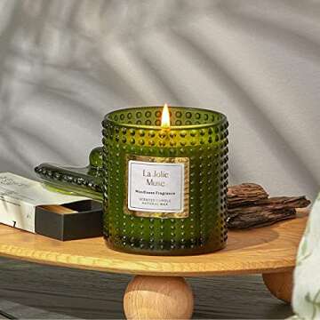 LA JOLIE MUSE Scented Candles, Holiday Candles for Home Scented, Woodiness Fragrance, Natural Soy Wax Candles, 75 Hours Long Burning, 10oz