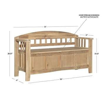 Frankie Natural Washed Storage Bench by Linon for Home