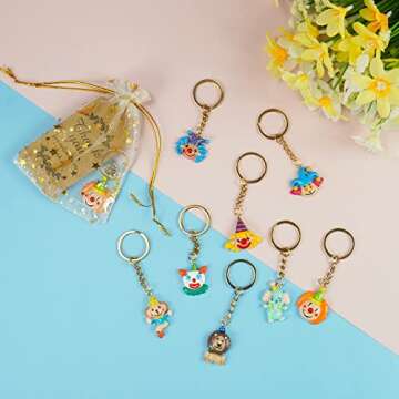 15 Sets Circus Party Favors Carnival Birthday Party Supplies Animal Keychains with Circus Clown Animals Organza Bags and Thank You Tags for Return Favors Party Supplies Circus Theme Party Decorations