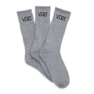Vans Men's Classic Crew Logo 3-pack Socks,Heather Grey, (Men's Shoe Size 6.5-9)