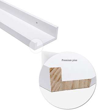 AZSKY White Floating Shelves Wall Mounted Set of 2, 24 Inch Picture Ledge Shelf for Storage Bedroom Bathroom Kitchen Living Room Office Modern Rustic Style Display Shelves (Solid Pine Wood)