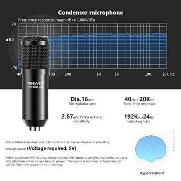 NEEWER USB Microphone Kit, Plug & Play 192kHz/24-Bit Supercardioid Condenser Mic with Boom Arm and Shock Mount for YouTube Vlogging, Gaming, Podcasting, and Zoom Calls, NW-8000-USB, Black