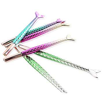 LuFOX 6Pcs Mermaid Tail Gel Pens for Child, Women, Coworkers, Hostess and Girlfriend, Great Party Supplies and School Supplies, Black Ink (0.5mm)
