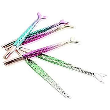 LuFOX 6Pcs Mermaid Tail Gel Pens for Child, Women, Coworkers, Hostess and Girlfriend, Great Party Supplies and School Supplies, Black Ink (0.5mm)
