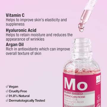 Dr Botanicals Vegan Moroccan Rose Superfood Facial Oil with Vitamins, and Essential OIls - Natural Best Anti-ageing repairing Treatment for All skins - Instant Results - Made in UK - 30ml