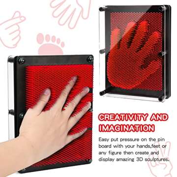 ENJSD 3D Pin Art Toy, Pin Art Board Pin Art Toy for Kids, Sensory Toys for Age 3, 4, 5, 6, 7, 8, 9, 10+ Years Old Kids Boys Girls, Toddler Toys Birthday Gifts Baby Girl Boy Gifts Fidget Toys(Red)