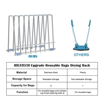 IDEATECH Large Reusable Bags Drying Rack - Stainless Steel