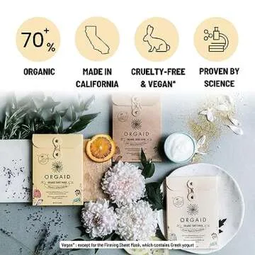 ORGAID Organic Sheet Mask | Made in USA (Anti-aging & Moisturizing, pack of 4)