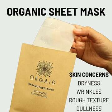 ORGAID Organic Sheet Mask | Made in USA (Anti-aging & Moisturizing, pack of 4)