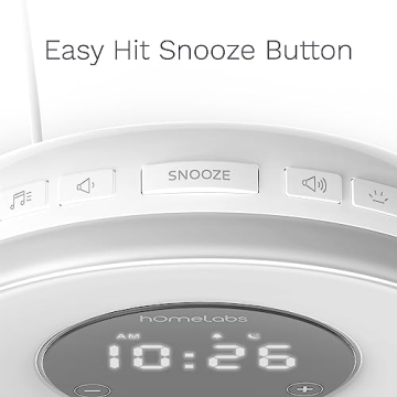 hOmeLabs Sunrise Alarm Clock - Digital LED Clock with 6 Color Switch and FM Radio for Bedrooms - Multiple Nature Sounds Sunset Simulation & Touch Control - with Snooze Function for Heavy Sleepers