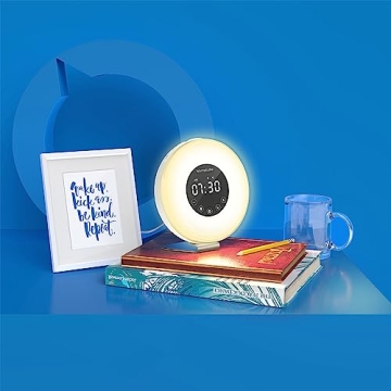 hOmeLabs Sunrise Alarm Clock - Digital LED Clock with 6 Color Switch and FM Radio for Bedrooms - Multiple Nature Sounds Sunset Simulation & Touch Control - with Snooze Function for Heavy Sleepers